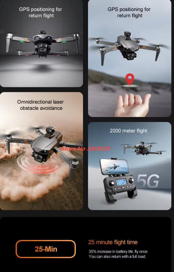 GPS Brushless Drone 8K HD Came - Fpv Brushless Rc Drone 4K recension och pris